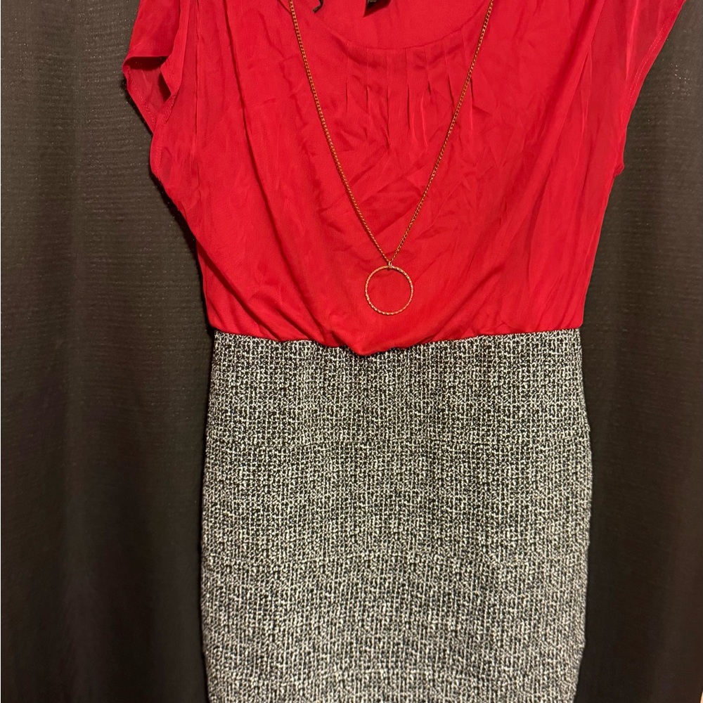 Enfocus Petite Red & Black Sheath Dress 10P Work Office